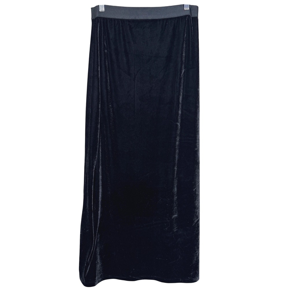 Max Studio Women's Black Velvet Maxi Skirt Sz S Goth Witchy Vamp Dark Academia - Picture 8 of 13